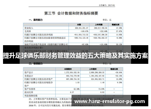 提升足球俱乐部财务管理效益的五大策略及其实施方案